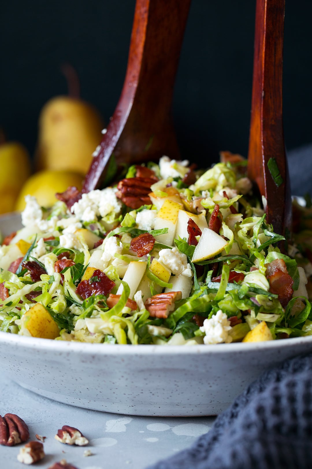 Sweet & Salty Crunch: Pear Bacon Brussels Sprout Salad Recipe
